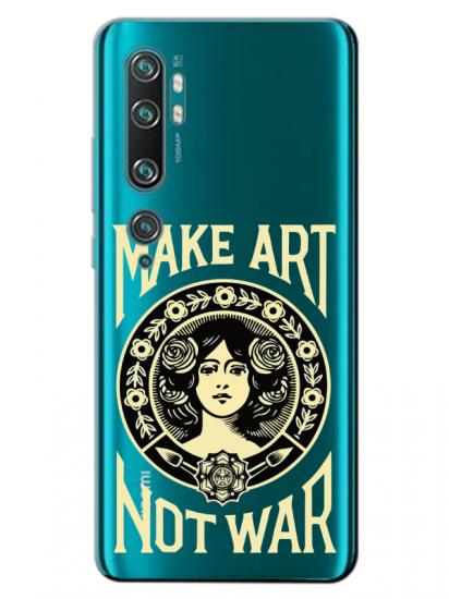 Xiaomi Mi Note 10 Make Art Not War Şeffaf Telefon Kılıfı