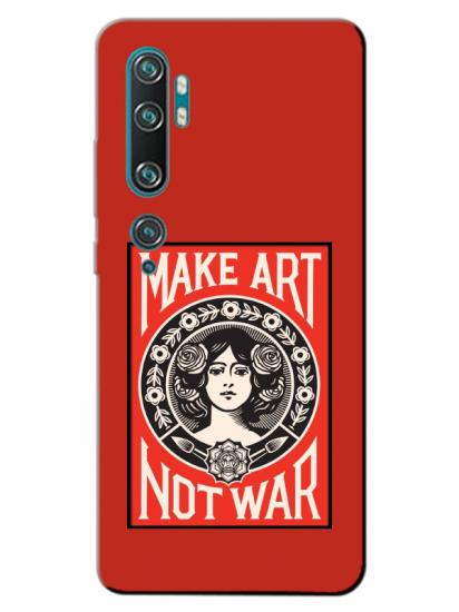 Xiaomi Mi Note 10 Make Art Not War Kırmızı Telefon Kılıfı