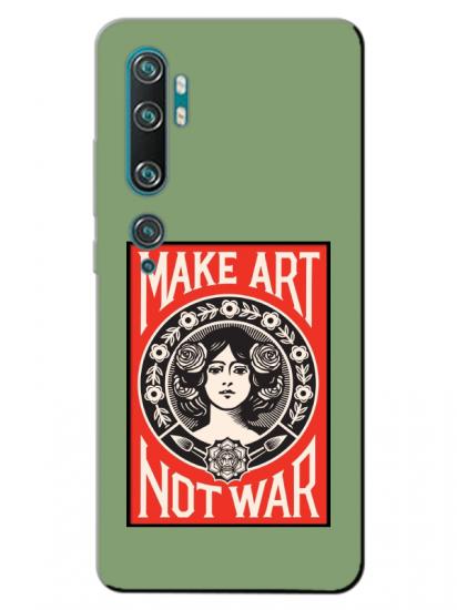 Xiaomi Mi Note 10 Make Art Not War Yeşil Telefon Kılıfı