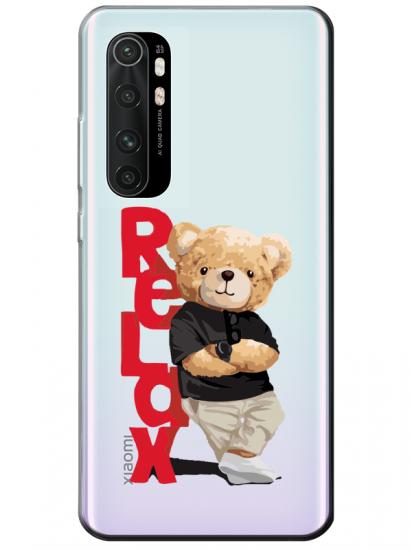 Xiaomi Mi Note 10 Lite Teddy Bear Relax Şeffaf Telefon Kılıfı