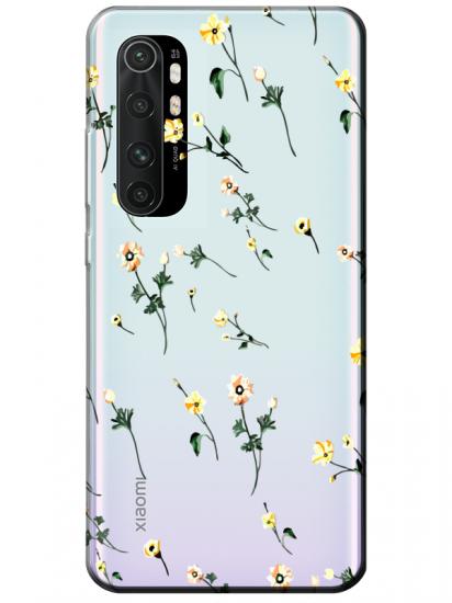 Xiaomi Mi Note 10 Lite Çiçekli Şeffaf Telefon Kılıfı