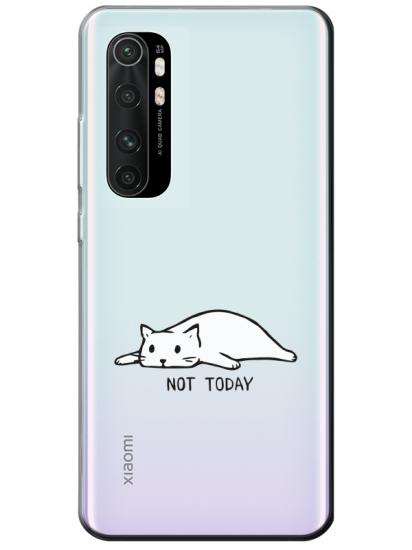 Xiaomi Mi Note 10 Lite Not Today Kedi Şeffaf Telefon Kılıfı