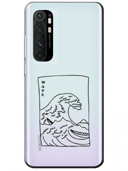 Xiaomi Mi Note 10 Lite Kanagawa Wave Şeffaf Telefon Kılıfı