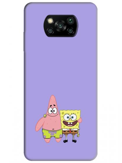 Poco X3 NFC Sünger Bob Ve Patrickstar Lila Telefon Kılıfı