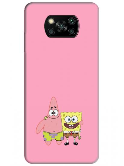 Poco X3 NFC Sünger Bob Ve Patrickstar Pembe Telefon Kılıfı