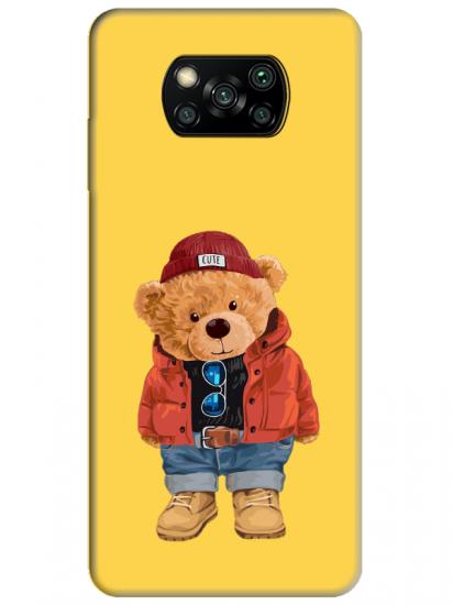 Poco X3 NFC Teddy Bear Sarı Telefon Kılıfı