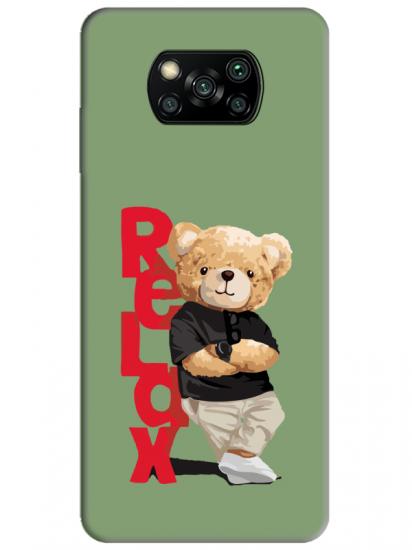 Poco X3 NFC Teddy Bear Relax Yeşil Telefon Kılıfı