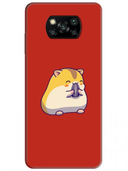 Poco X3 NFC Sevimli Hamster Kırmızı Telefon Kılıfı