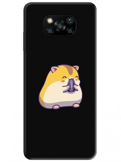 Poco X3 NFC Sevimli Hamster Siyah Telefon Kılıfı