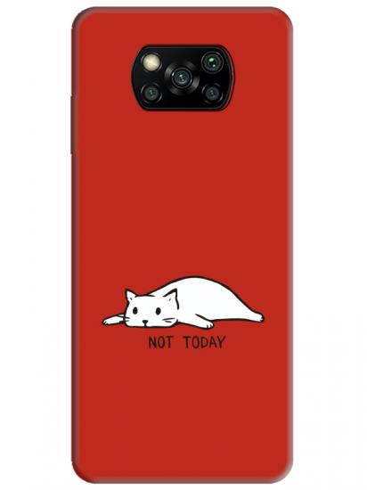 Poco X3 NFC Not Today Kedi Kırmızı Telefon Kılıfı