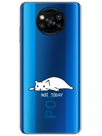 Poco X3 NFC Not Today Kedi Şeffaf Telefon Kılıfı