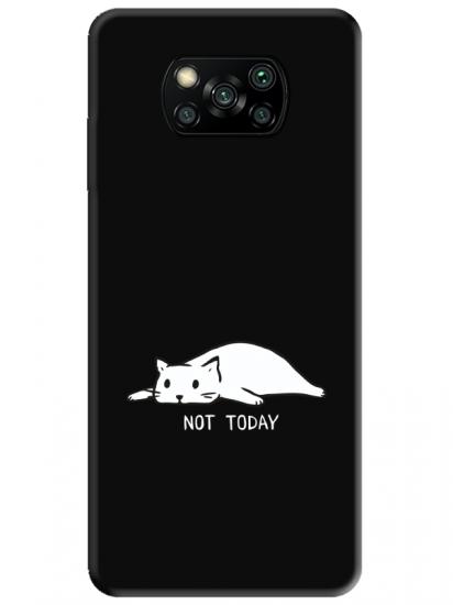 Poco X3 NFC Not Today Kedi Siyah Telefon Kılıfı