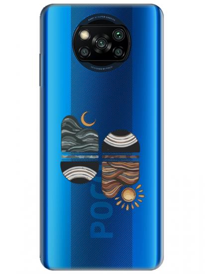 Poco X3 NFC Sunset Wave Şeffaf Telefon Kılıfı