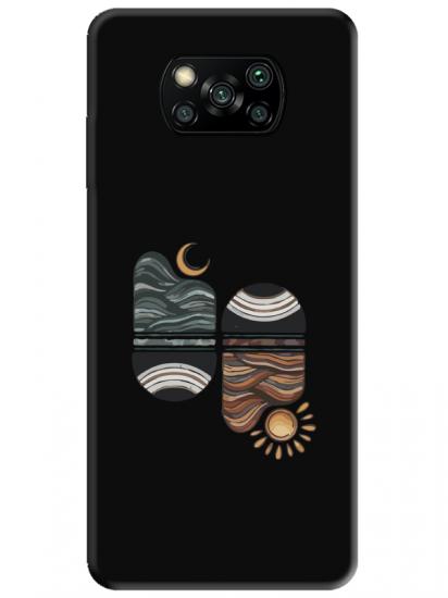 Poco X3 NFC Sunset Wave Siyah Telefon Kılıfı