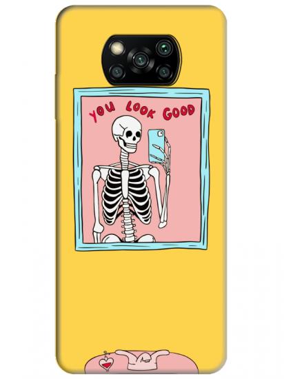 Poco X3 NFC You Look Good İskelet Sarı Telefon Kılıfı