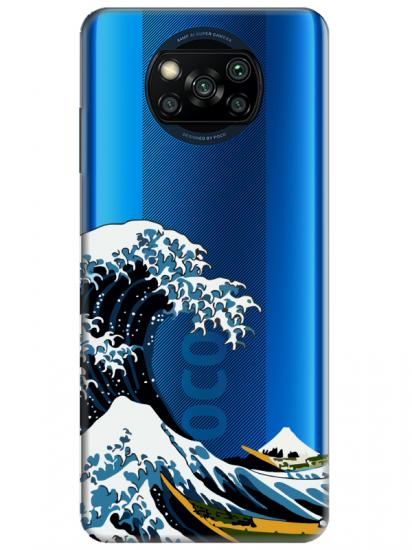 Poco X3 NFC Kanagawa Şeffaf Telefon Kılıfı