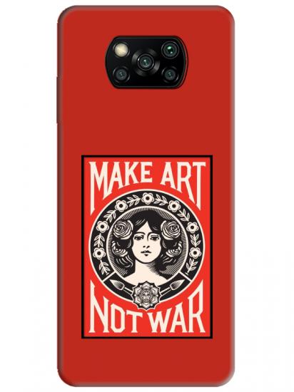 Poco X3 NFC Make Art Not War Kırmızı Telefon Kılıfı