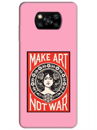 Poco X3 NFC Make Art Not War Pembe Telefon Kılıfı