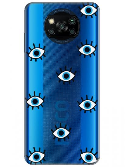 Poco X3 Pro Nazar Gözler Şeffaf Telefon Kılıfı