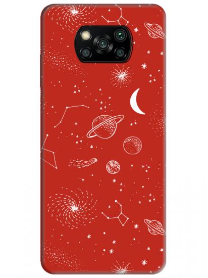 Poco X3 Pro Gezegenler Kırmızı Telefon Kılıfı