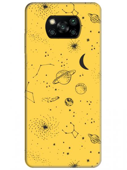 Poco X3 Pro Gezegenler Sarı Telefon Kılıfı