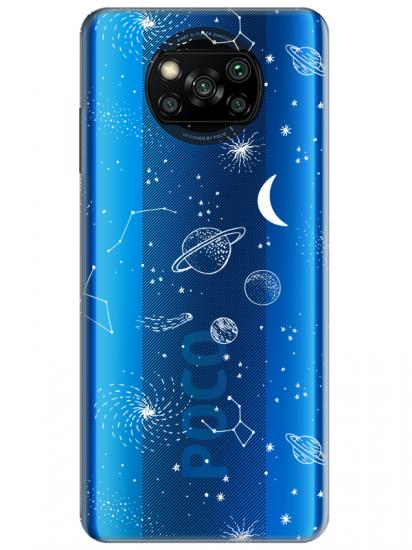 Poco X3 Pro Gezegenler Şeffaf Telefon Kılıfı