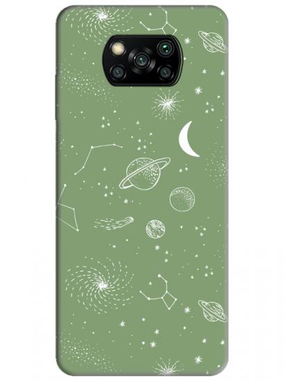 Poco X3 Pro Gezegenler Yeşil Telefon Kılıfı