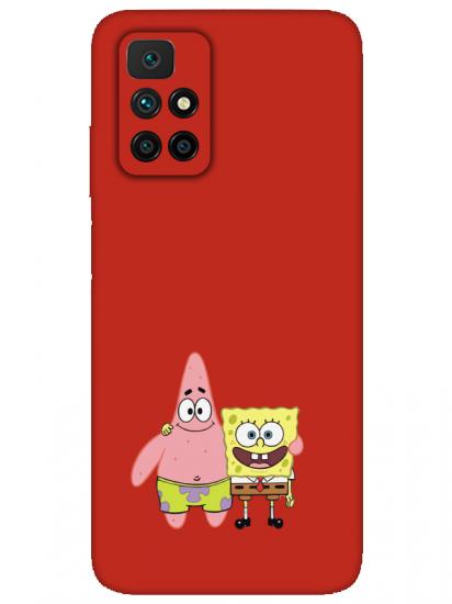 Redmi 10 Sünger Bob Ve Patrickstar Kırmızı Telefon Kılıfı