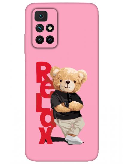 Redmi 10 Teddy Bear Relax Pembe Telefon Kılıfı