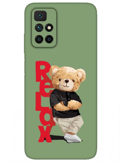 Redmi 10 Teddy Bear Relax Yeşil Telefon Kılıfı