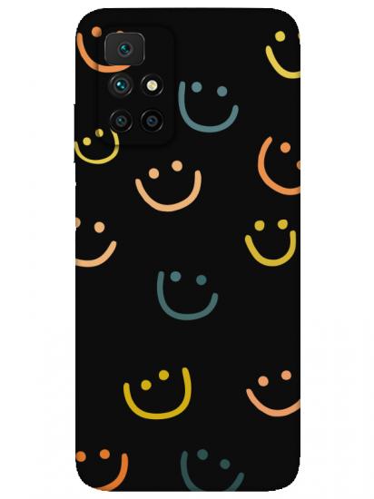 Redmi 10 Emoji Gülen Yüz Siyah Telefon Kılıfı