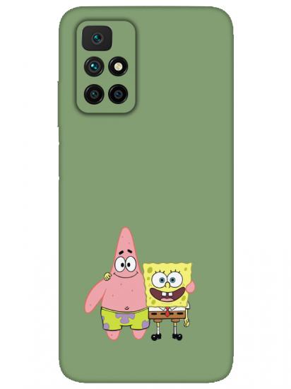 Redmi 10 2022 Sünger Bob Ve Patrickstar Yeşil Telefon Kılıfı