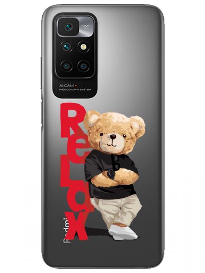 Redmi 10 2022 Teddy Bear Relax Şeffaf Telefon Kılıfı