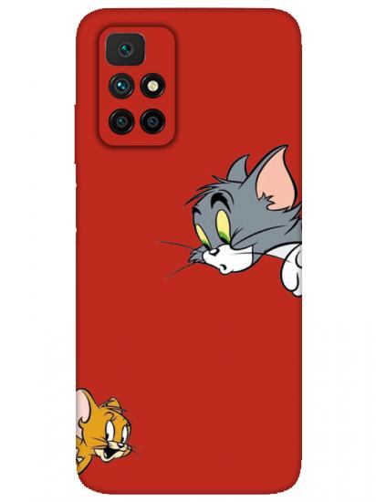 Redmi 10 2022 Tom And Jerry Kırmızı Telefon Kılıfı