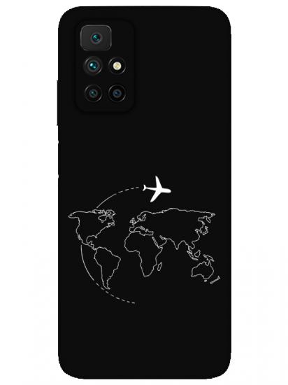 Redmi 10 2022 Harita Uçak Siyah Telefon Kılıfı