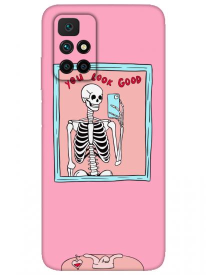 Redmi 10 2022 You Look Good İskelet Pembe Telefon Kılıfı