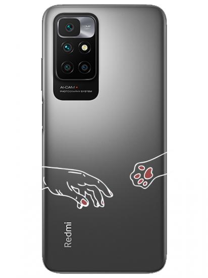 Redmi 10 2022 Hand And Paw Şeffaf Telefon Kılıfı