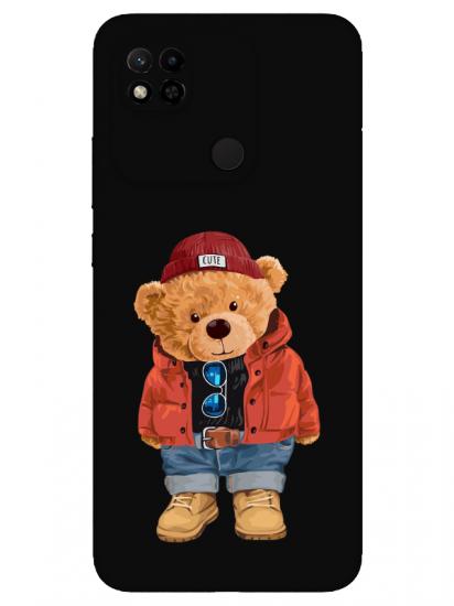 Redmi 10A Teddy Bear Siyah Telefon Kılıfı