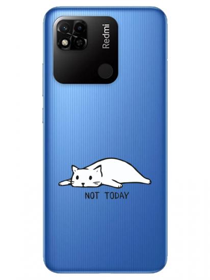 Redmi 10A Not Today Kedi Şeffaf Telefon Kılıfı