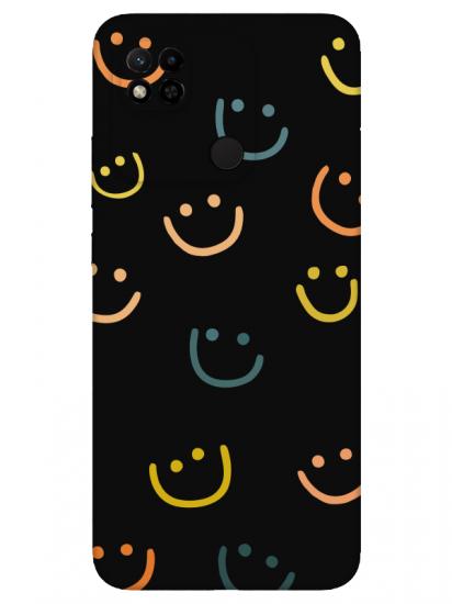 Redmi 10A Emoji Gülen Yüz Siyah Telefon Kılıfı