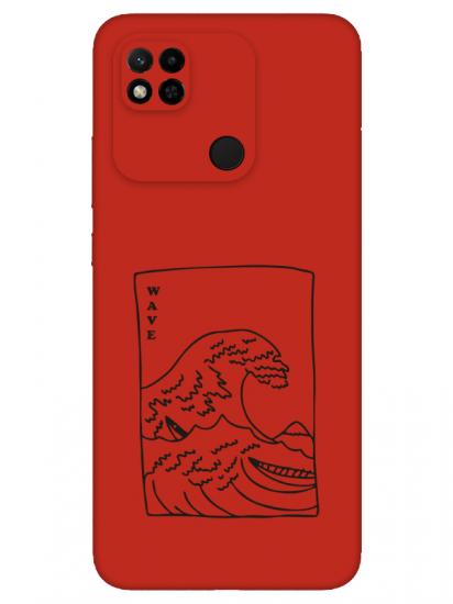 Redmi 10A Kanagawa Wave Kırmızı Telefon Kılıfı