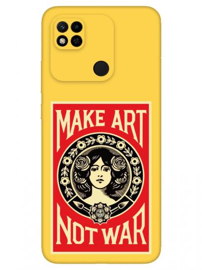 Redmi 10A Make Art Not War Sarı Telefon Kılıfı