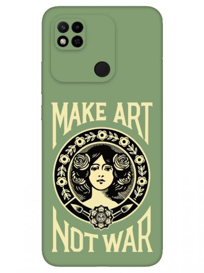 Redmi 10A Make Art Not War Yeşil Telefon Kılıfı