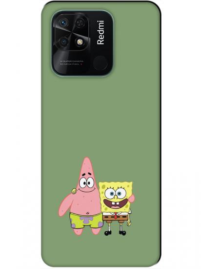 Redmi 10C Sünger Bob Ve Patrickstar Yeşil Telefon Kılıfı