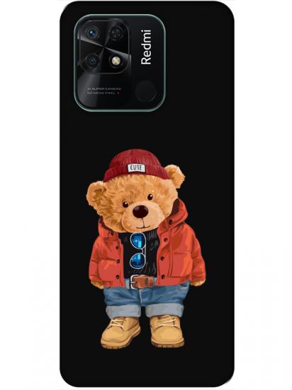 Redmi 10C Teddy Bear Siyah Telefon Kılıfı