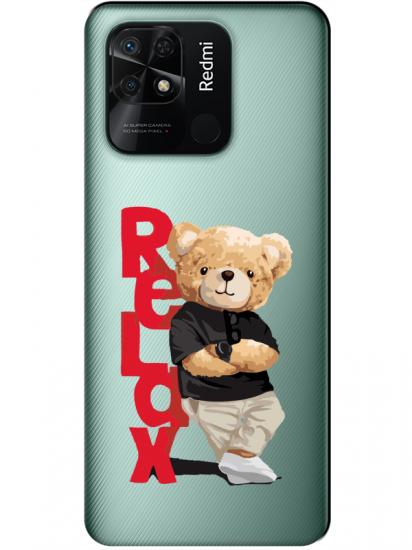 Redmi 10C Teddy Bear Relax Şeffaf Telefon Kılıfı