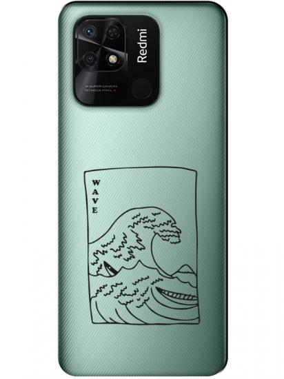 Redmi 10C Kanagawa Wave Şeffaf Telefon Kılıfı