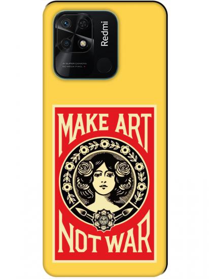 Redmi 10C Make Art Not War Sarı Telefon Kılıfı