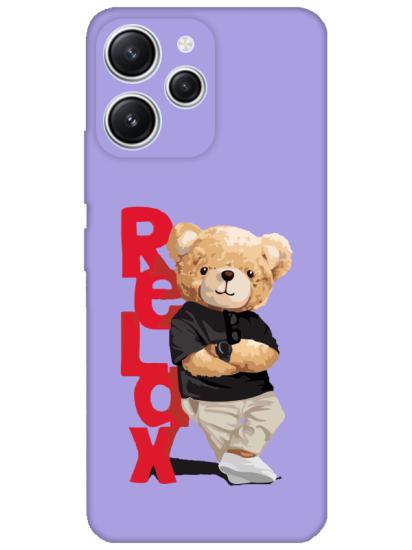 Redmi 12 Teddy Bear Relax Lila Telefon Kılıfı