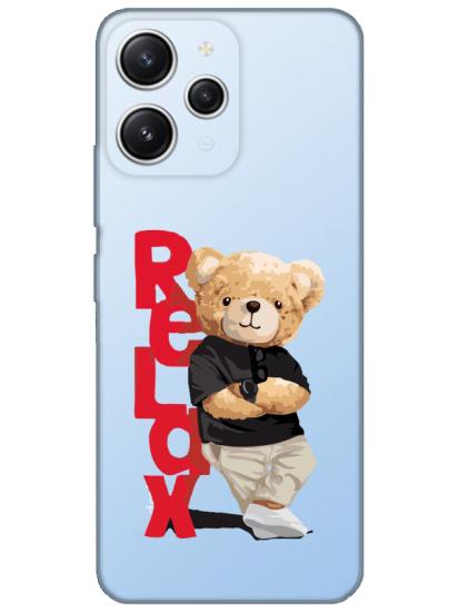 Redmi 12 Teddy Bear Relax Şeffaf Telefon Kılıfı